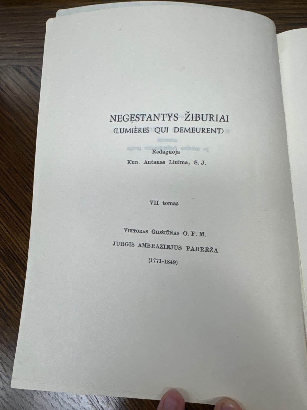 Negęstantys Žiburiai (Lumières qui demeurent), VII tomas: Jurgis Ambraziejus Pabrėža (1771–1849)